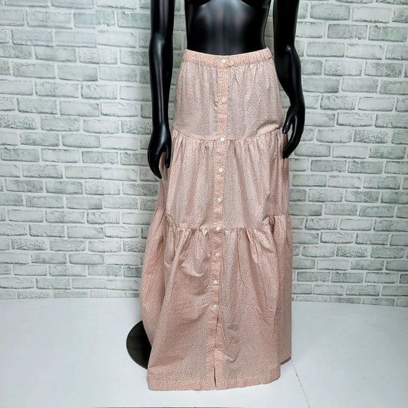 Frye X Anthropologie S Elspeth Mini Floral‎ Button Front Tiered Skirt Prairie - Picture 1 of 8
